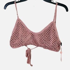 MinkPink Pink Cotton Crochet Bikini